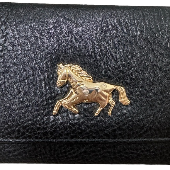 JustFab Black Faux Leather Wallet with Gold Horse Emblem - Picture 2 of 7